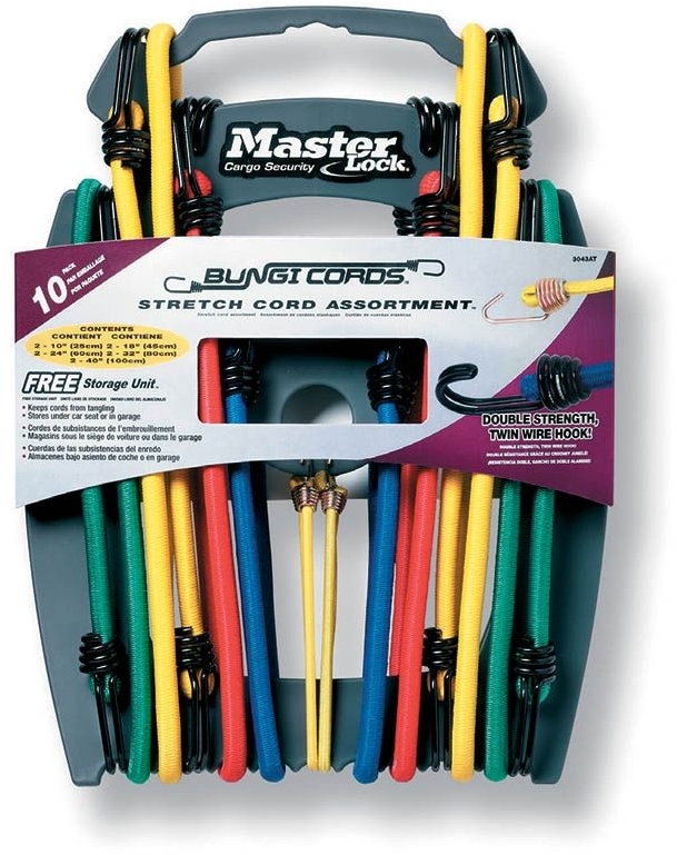 Master Lock 3043DAT Twin-Wire Bungee Cords with Organizer 10-Pack