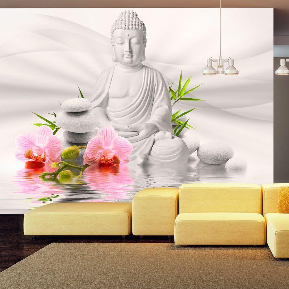 Self-adhesive photo wallpaper - Buddha and two orchids