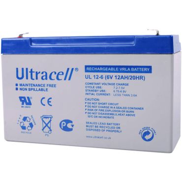 Μπαταρίες μολύβδου Ultracell 6V 12Ah F1