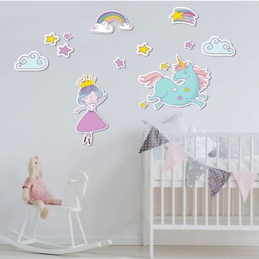Decorative wall stickers Unicorns Princess M
