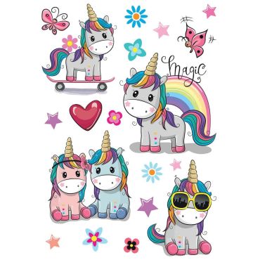 Decorative wall stickers Colorful Unicorns Ango