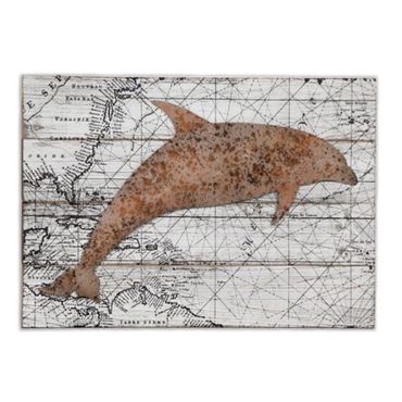 Πίνακας παλιός χάρτης με δελφίνι