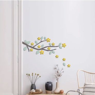 Decorative foam wall stickers 3D Yellow Branch M