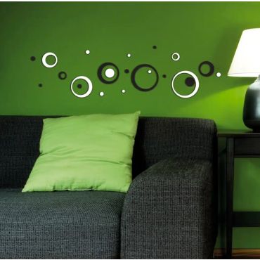 Decorative foam wall stickers 3D Black & White Circles S