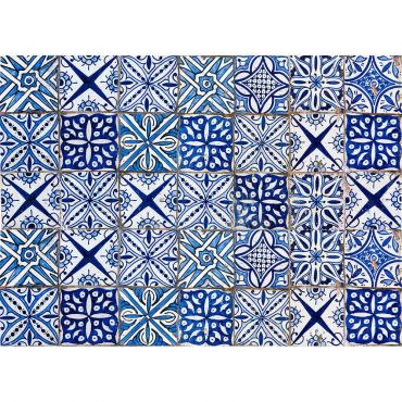 Πλάτη προστασίας τοίχου εστιών κουζίνας Blue Azulejos L