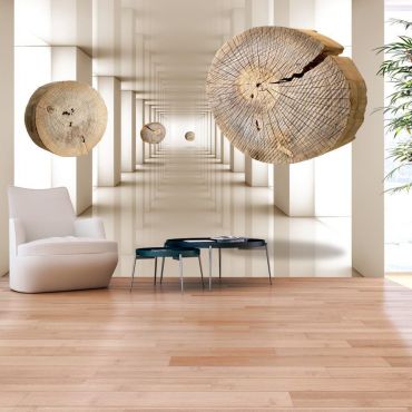 Self-adhesive photo wallpaper - Flying Discs of Wood