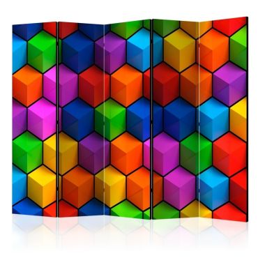Διαχωριστικό με 5 τμήματα - Colorful Geometric Boxes II [Room Dividers]