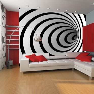 Wallpaper - Black and white 3D tunnel