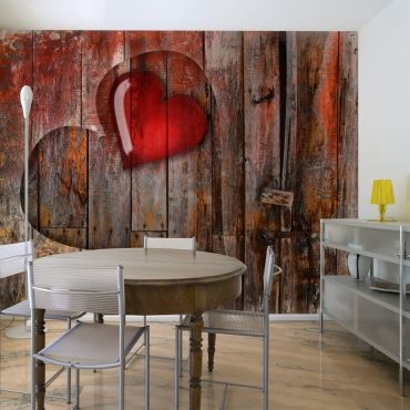 Φωτοταπετσαρία - Heart on wooden background