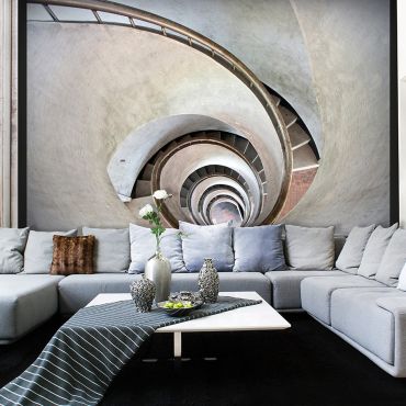 Φωτοταπετσαρία - White spiral stairs