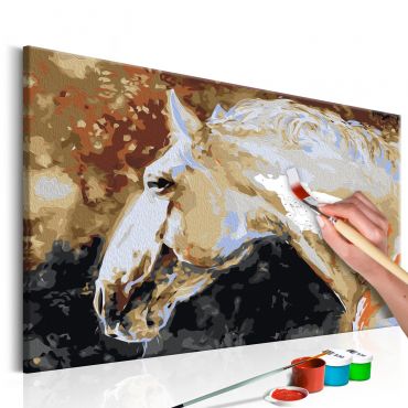 DIY canvas painting - White Horse 60x40