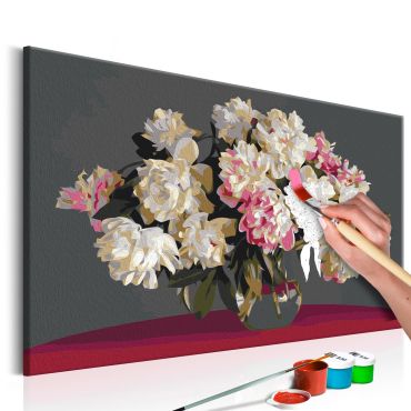 DIY canvas painting - White Flowers In A Vase 60x40