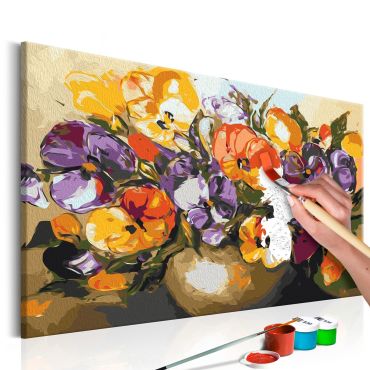 DIY canvas painting - Vase Of Pansies 60x40