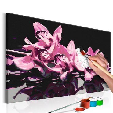 Πίνακας για να τον ζωγραφίζεις - Pink Orchid (Black Background) 60x40