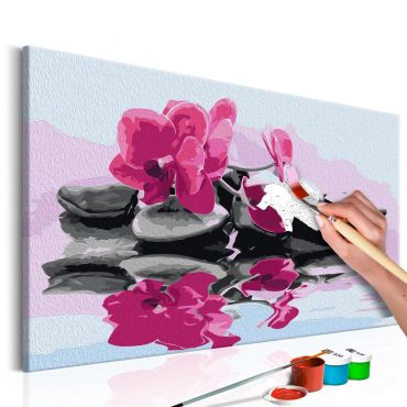 DIY canvas painting - Orchid With Zen Stones (Reflection In The Water) 60x40