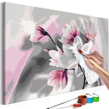 DIY canvas painting - Magnolia (Grey Background) 60x40