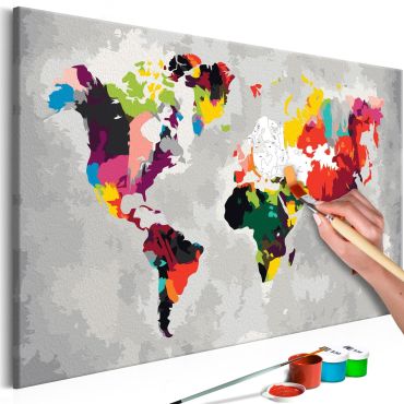 DIY canvas painting - World Map (Bright Colours) 60x40