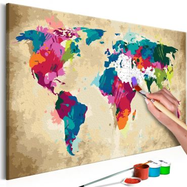 DIY canvas painting - World Map (Colourful) 60x40