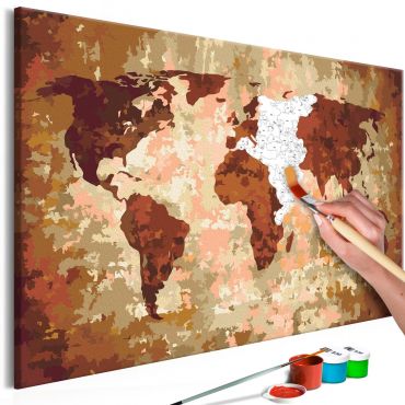 Πίνακας για να τον ζωγραφίζεις - World Map (Earth Colours) 60x40