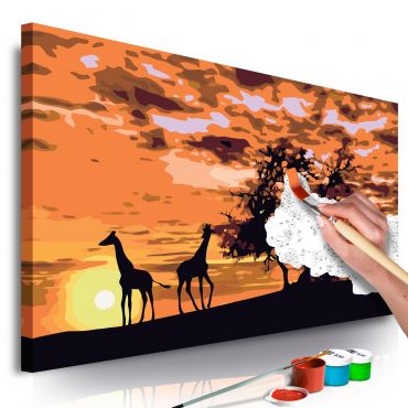 DIY canvas painting - Savannah (Giraffes & Elephants) 60x40