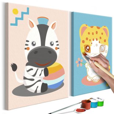 DIY canvas painting - Zebra & Leopard 33x23