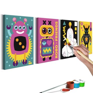 DIY canvas painting - Robots 44x16.5