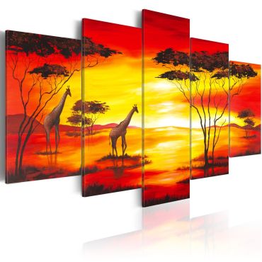 Πίνακας - Giraffes on the background with sunset