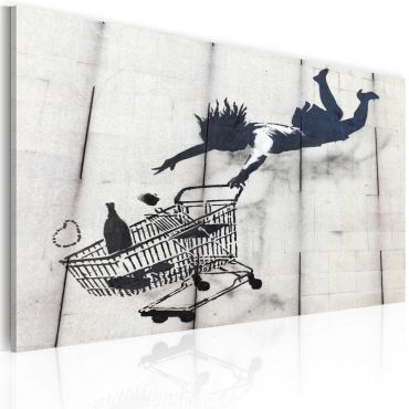 Πίνακας - Falling woman with supermarket trolley (Banksy) 60x40