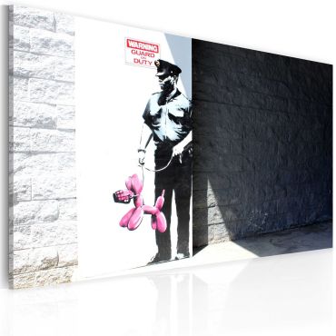 Canvas Print - Police guard and pink balloon dog (Banksy) 60x40