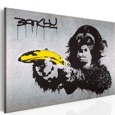 Canvas Print - Stop or the monkey will shoot! (Banksy)