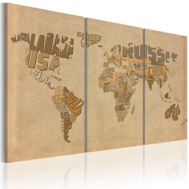 Canvas Print - Old map of the World - triptych