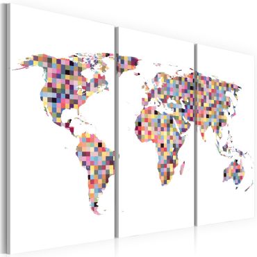 Πίνακας - Map of the World - pixels - triptych