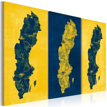 Πίνακας - Painted map of Sweden - triptych