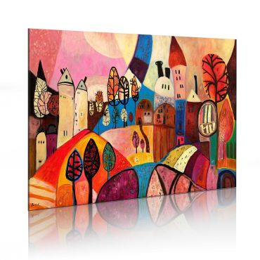 Handmade painting - Colourful village 90x60
