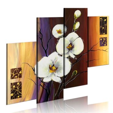 Χειροποίητα ζωγραφισμένος πίνακας - White orchid 120x100