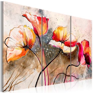 Handmade painting - Poppies lashed by the wind 120x80