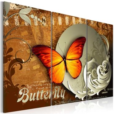 Canvas Print - Fiery butterfly and  full moon