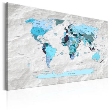 Canvas Print - World Map: Blue Pilgrimages