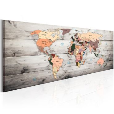 Canvas Print - World Maps: Wooden Travels