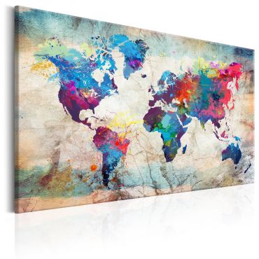 Canvas Print - World Map: Colourful Madness