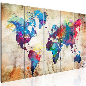 Canvas Print - World Map: Colourful Ink Blots