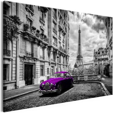 Canvas Print - Car in Paris (1 Part) Violet Wide