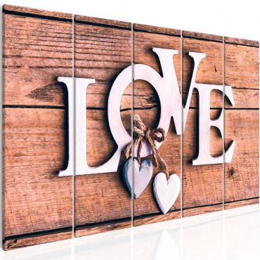 Canvas Print - Wooden Letters (5 Parts) Narrow