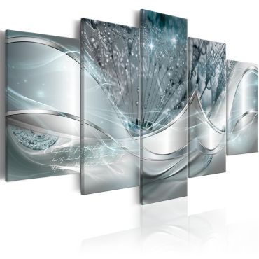 Canvas Print - Sparkling Dandelions (5 Parts) Blue Wide