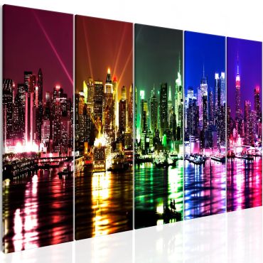 Canvas Print - Rainbow New York (5 Parts) Narrow