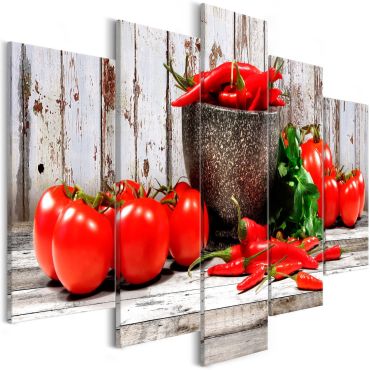 Πίνακας - Red Vegetables (5 Parts) Wood Wide