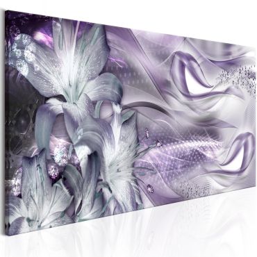 Canvas Print - Lilies and Waves (1 Part) Narrow Pale Violet