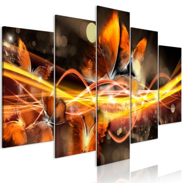 Canvas Print - Swarm of Butterflies (5 Parts) Wide Orange