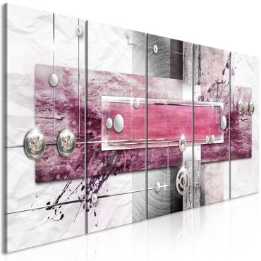 Canvas Print - Mysterious Mechanism (5 Parts) Narrow Pink