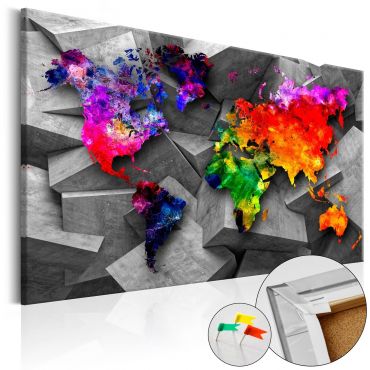 Decorative Pinboard - Cubic World [Cork Map]